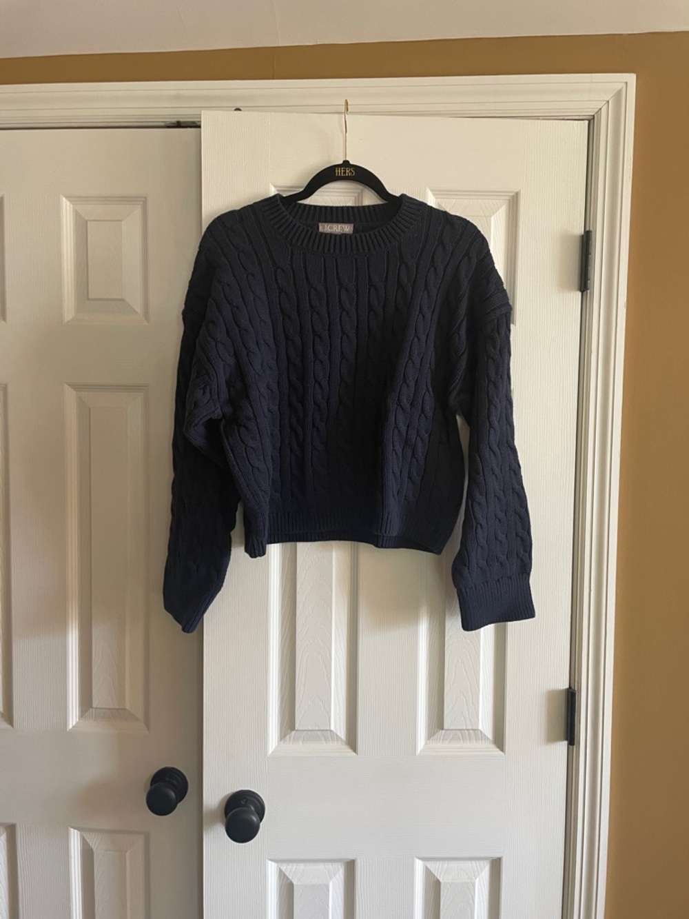 J. Crew Navy Cable Crewneck Sweater